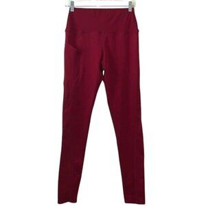 Womens High-Waisted Burgundy Leggings M